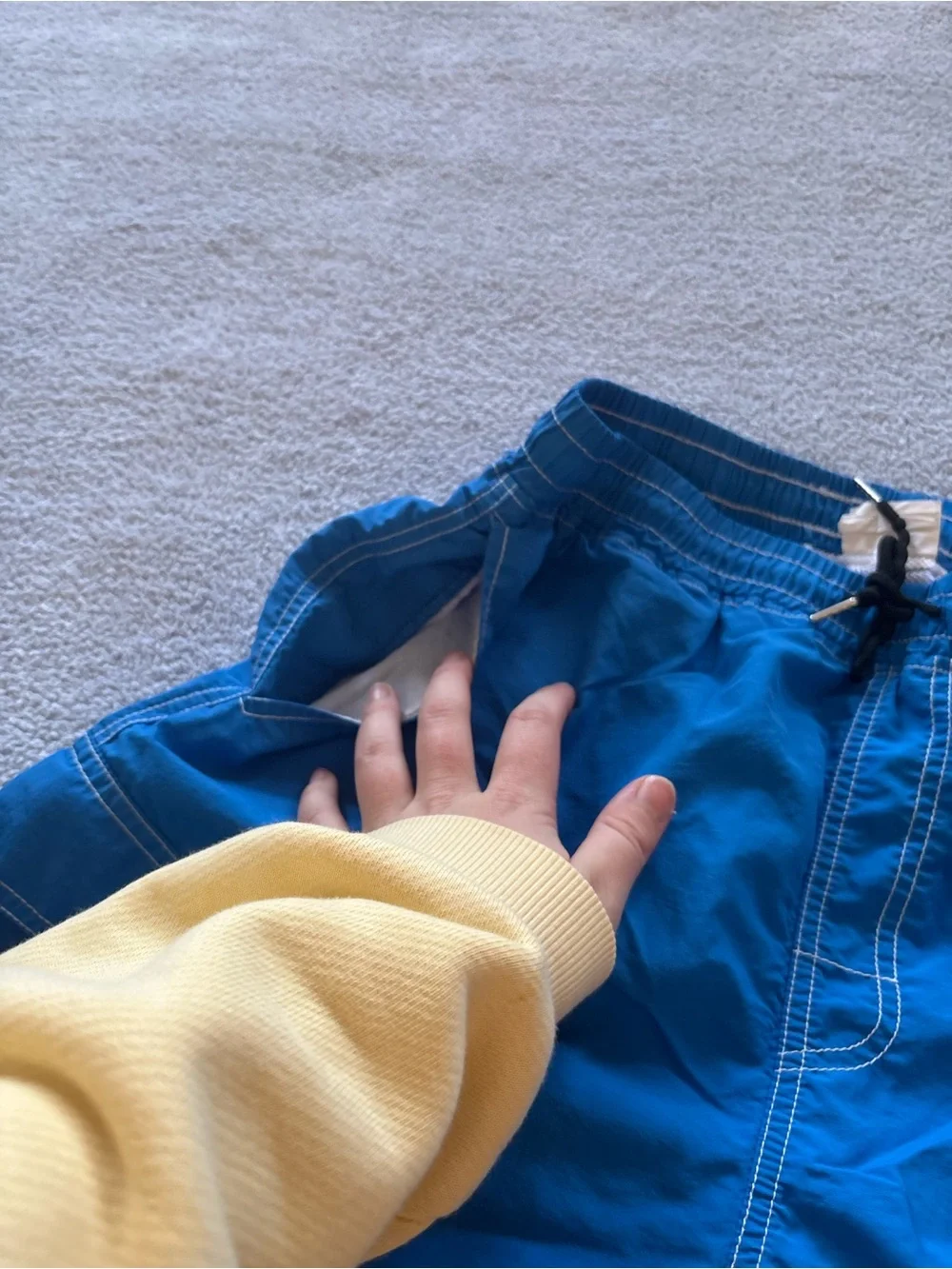 Men's Blue Cargo Swim Shorts with Drawstring Waist